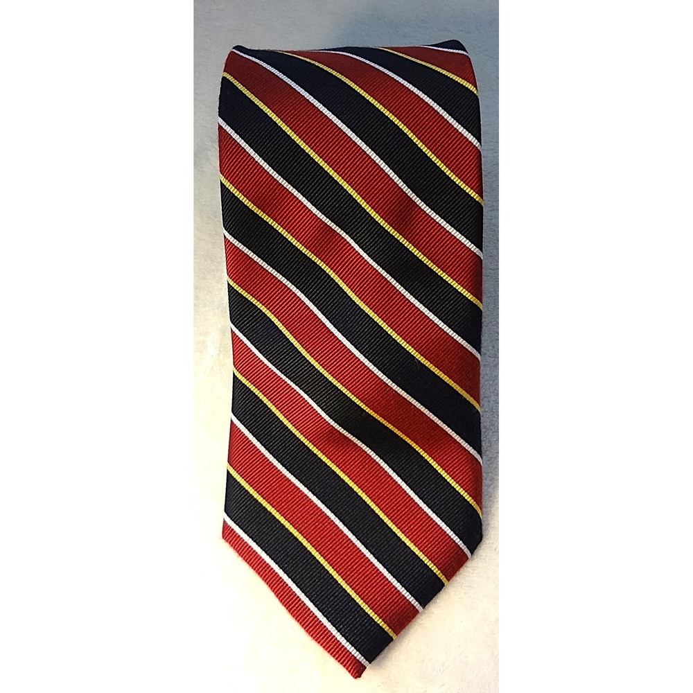 Jos. A. Bank Striped Necktie Red Black Yellow White Business Formal - Picture 2 of 2